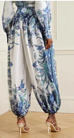 Zimmermann Glassy Silk Harem Pants Print Size 14