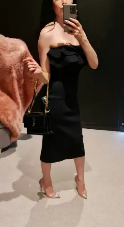 Scanlan Theodore Crepe Knit Strapless Dress Black Size 6