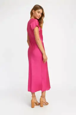 Kookai Como Midi Dress in Fuchsia Pink Size 4