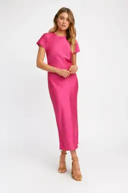 Kookai Como Midi Dress in Fuchsia Pink Size 4