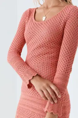 Spell & The Gypsy Atlantic Crochet Mini Dress Pink Size 6 