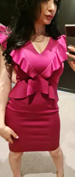 Ted Baker Alair Ruffle Peplum Bodycon Dress in Hot Pink Size 6