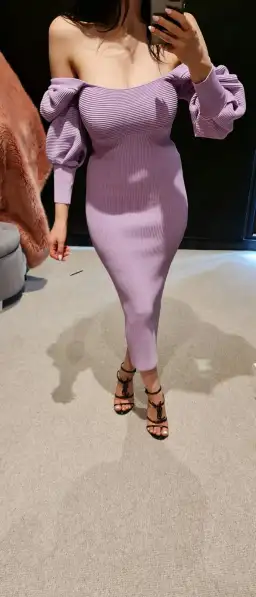 Sheike Bonnie Knit Midi Dress Lilac Purple Size 6