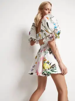 Aje Drift Puff Sleeve Mini Dress Print Size 10 for rent on The Volte - image 4