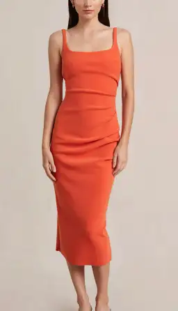 Bec and Bridge Elroy Tuck Midi Dress Orange Size 6