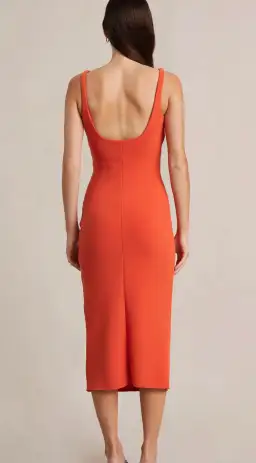 Bec and Bridge Elroy Tuck Midi Dress Orange Size 6