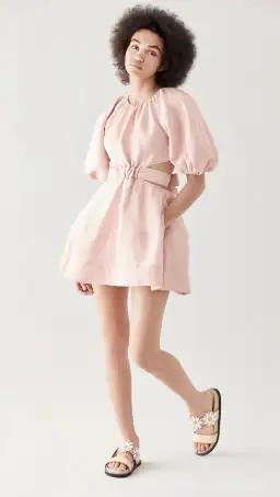 Aje Psychedelia Cut Out Mini Dress in Blush Pink