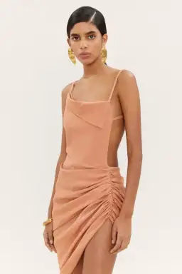 Jacquemus La Robe Saudade in Terracota Brown Size 8 for rent on The Volte - image 4