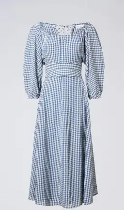 Scanlan Theodore Gingham Gathered Dress Blue Size 8 for rent on The Volte - image 4