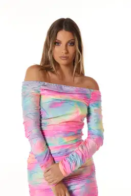 Sies Marjan Jolene Glitter Tie Dye Mini Dress Multi Size 8 for rent on The Volte - image 2