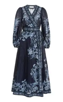 Zimmermann Aliane Floral Cotton Wrap Midi Dress Navy Size 14 for rent on The Volte - image 3