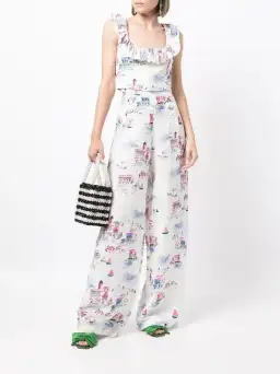 Rebecca Vallance Veneti Milkmaid Top and Wide-leg Trouser Set Print Size 8 for rent on The Volte - image 1