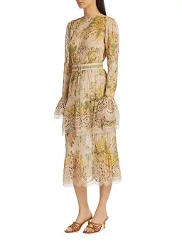 Zimmermann Amelie Pintuck Long Sleeve Midi Dress Floral Size 1 / AU 10 for rent on The Volte - image 4
