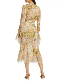 Zimmermann Amelie Pintuck Long Sleeve Midi Dress Floral Size 1 / AU 10 for rent on The Volte - image 3