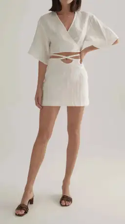 Ownley Fino Top and Cleo Skirt Set White Size 6 for rent on The Volte - image 1