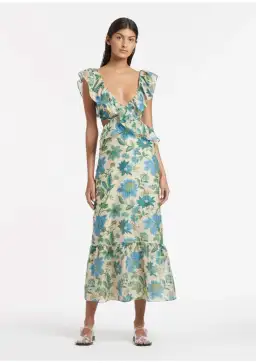Sir the Label Celia Frill Midi Dress in Marguerite Size 8