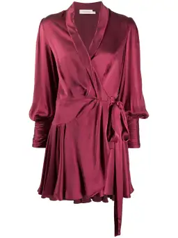 Zimmermann Silk Wrap Mini Dress Burgundy Size 6