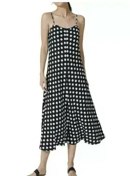 Country Road Polka Dot Linen Slip Dress Print Size 8 for rent on The Volte - image 1