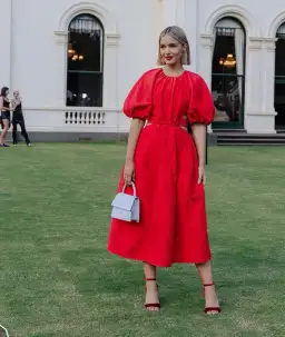 Aje Mimosa Cut Out Midi Dress Red Size 10