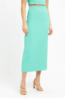 Kookai Oyster Column Skirt and Oyster Panel Top Aqua Green Size 8  for rent on The Volte - image 4