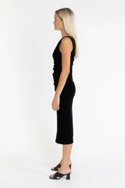 Bec & Bridge Oliviane Velvet Asymmetric Midi Dress Black Size 10 for rent on The Volte - image 2