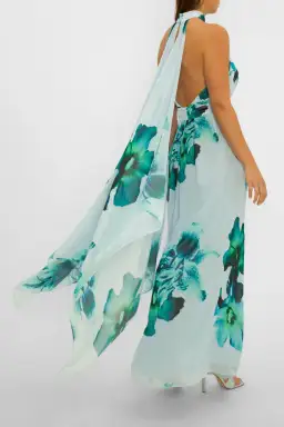 Carla Zampatti Blue Mid Summer Night Dream Gown Print Size 6 for rent on The Volte - image 3