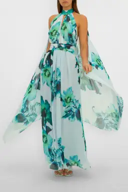 Carla Zampatti Blue Mid Summer Night Dream Gown Print Size 6 for rent on The Volte - image 2