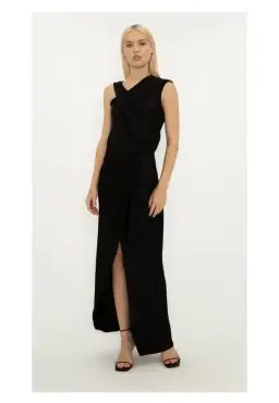Bianca Spender Satin Crepe Deviation Gown Black Size 6