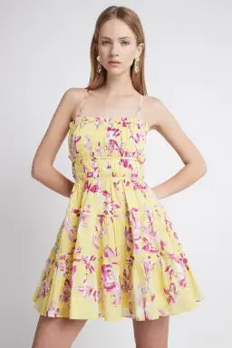 Aje Wildflower Mini Dress in Sunshine Fuchsia Floral Size 8 for rent on The Volte - image 1