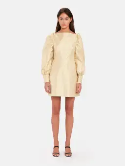 Baum und Pferdgarten Aidy Satin Puff Long Sleeve Mini Dress Gold Size 10 for rent on The Volte - image 1