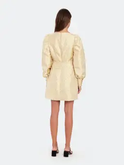 Baum und Pferdgarten Aidy Satin Puff Long Sleeve Mini Dress Gold Size 10 for rent on The Volte - image 3