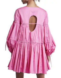 Aje Overture Gathered Smock Mini Dress Pink Size 10 for rent on The Volte - image 3