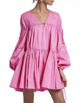 Aje Overture Gathered Smock Mini Dress Pink Size 10 for rent on The Volte - image 2