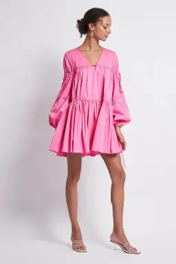 Aje Overture Gathered Smock Mini Dress Pink Size 10 for rent on The Volte - image 1