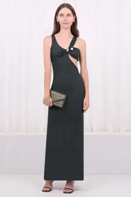 Christopher Esber Disconnect S Buckle Split Dress Green Size 8 for rent on The Volte - image 4