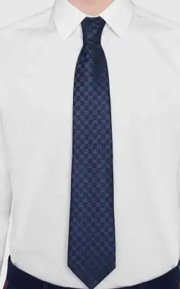 Gucci GG Pattern Silk Tie Navy for rent on The Volte - image 2