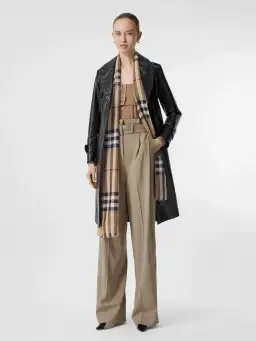 Burberry Lightweight Check Wool Silk Scarf in Archive Beige