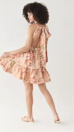 Zimmermann Candescent Plunge Neck Mini Coral Tree Print