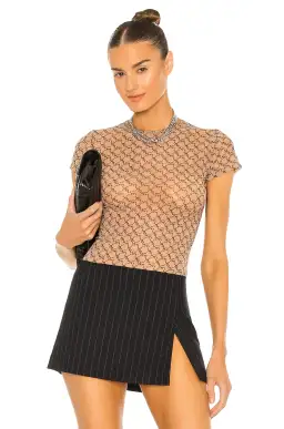 Miaou Baby Tee Top Nude Monogram Size 8