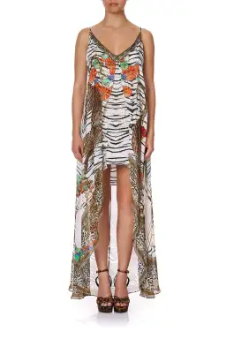 Camilla Cosmic Conflict Flared Mini Dress with Sheer Overlay Size M for rent on The Volte - image 1