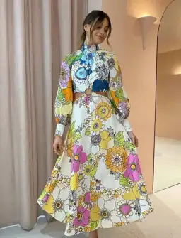 Alemais Farrah Cut Out Midi Dress Print Size 10