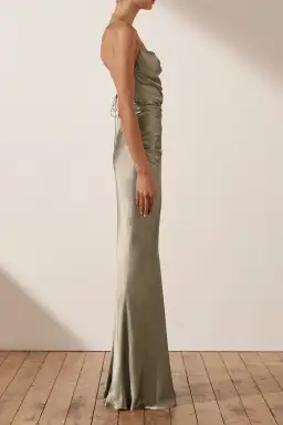 Shona Joy La Lune Backless Lace-Up Maxi Dress - Sage Green - Size 8 for rent on The Volte - image 5