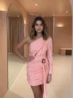 Significant Other Neave One-Shoulder Mini Dress Peach Size 10