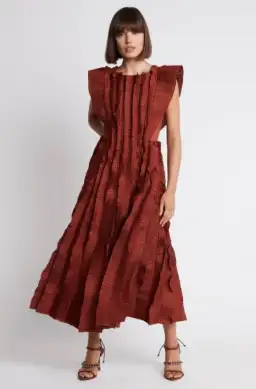 Aje Hybrid Midi Dress Burgundy Size 8