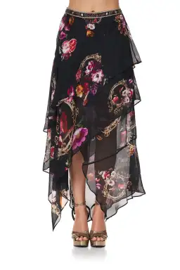 Camilla Asymmetrical Ruffle Skirt Mirror Mirror Print Size S
