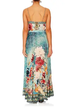 Camilla Long Dress With Tie Front Her Heirloom Print Size S