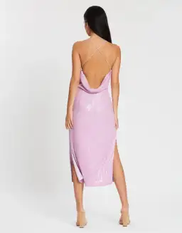 Misha Collection Devon Dress in Lilac Sequin Size 8