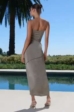 Misha Neri Maxi Dress Khaki Size 12  for rent on The Volte - image 2