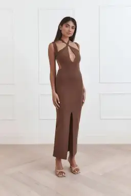 San Sloane Celia Midi Dress Chocolate Brown Size 8  for rent on The Volte - image 3