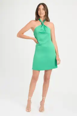 Kookai Milan Knot Mini Dress in Island Green Size 36 for rent on The Volte - image 1